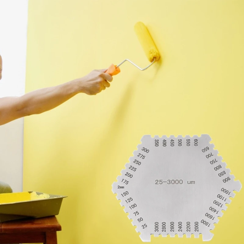 Wet Film Thickness Gauge Stainless Steel Hexagonal Wet Film Comb Paint Thickness Gauge Comb
