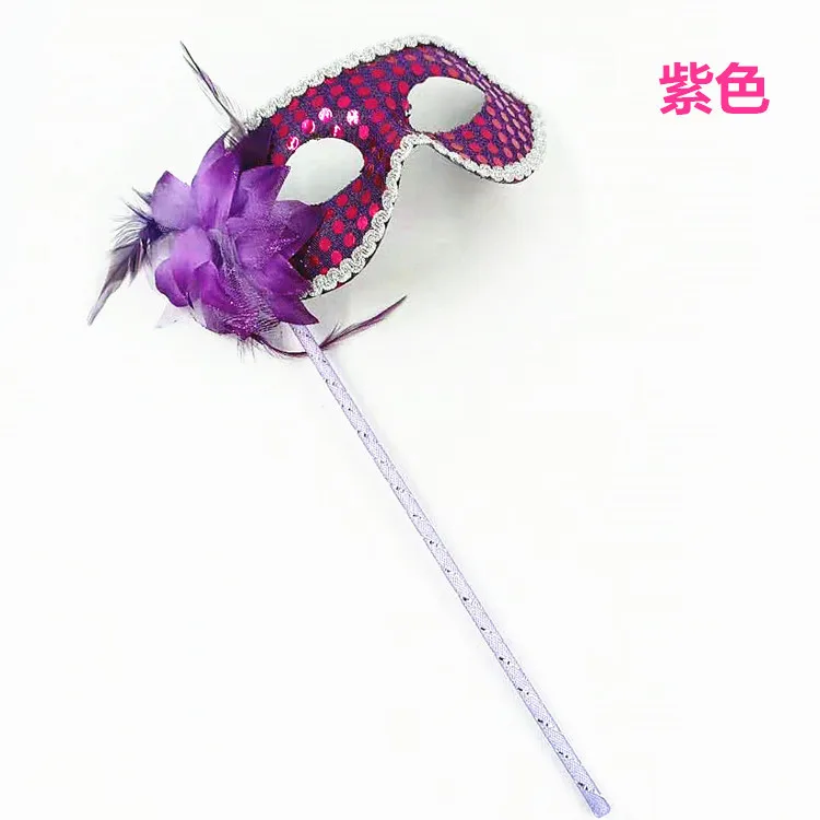 Sequin Flower Hand-Held Mask(8-Color Selectable) Ball Performance Mask Halloween Articles