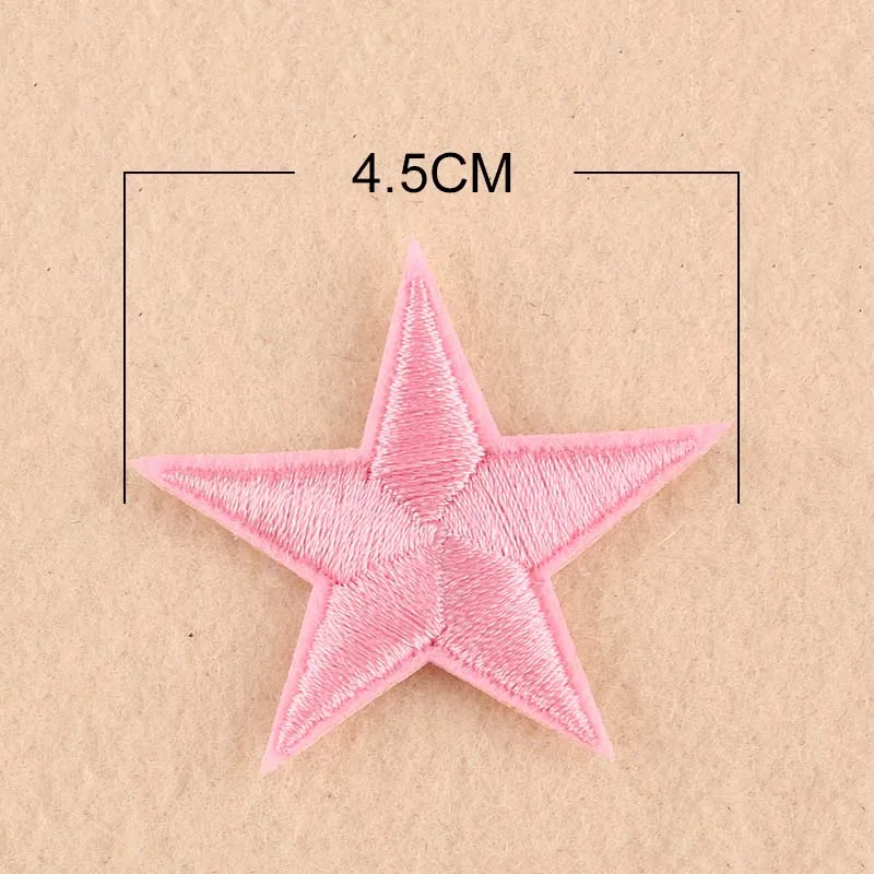 10PCs Colorful Fabric Iron On Star Patches Appliques (With Glue Back) Craft Pentagram Patches Fabric Fusible ironing Wholesale 