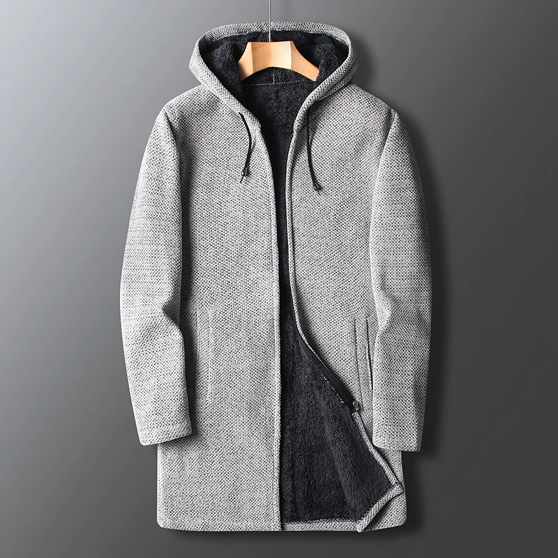 

Foreign trade knitted cardigan windbreaker jacket men's autumn and winter sweater lazy wind casual hooded zipper sweater
