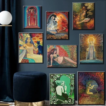

Nordic Canvas Painting Posters Printed Pagan Mythology Psychedelic Gypsy Goddess Pictures Home Decoration Living Room Modular