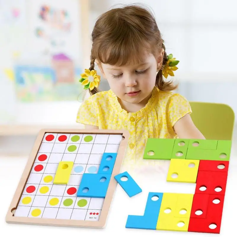Логическое мышление коробка игровой набор здание BlocksWooden настольная игра-головоломка набор детей Обучающие Развивающие игрушки