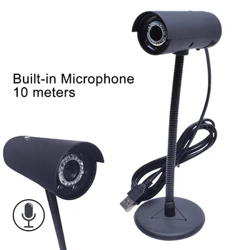 

High-definition USB 2.0 480P Webcam with Microphone 6 LED Flexible Hose Web Camera for Live Broadcast PC Laptop Computer Gaming