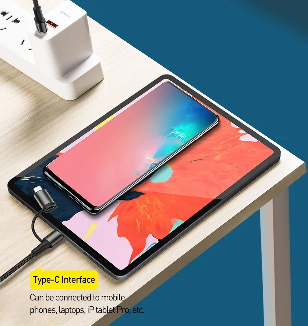 Baseus 2 в 1 для usb c к Lightning зарядный кабель pd для iphone apple macbook быстрое зарядное устройство usb type c к usb type c кабель
