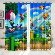 Super 2 painéis dos desenhos animados/conjunto de cortinas janela japão jogo anime blockout foto cortina impressão tecido janela presente
