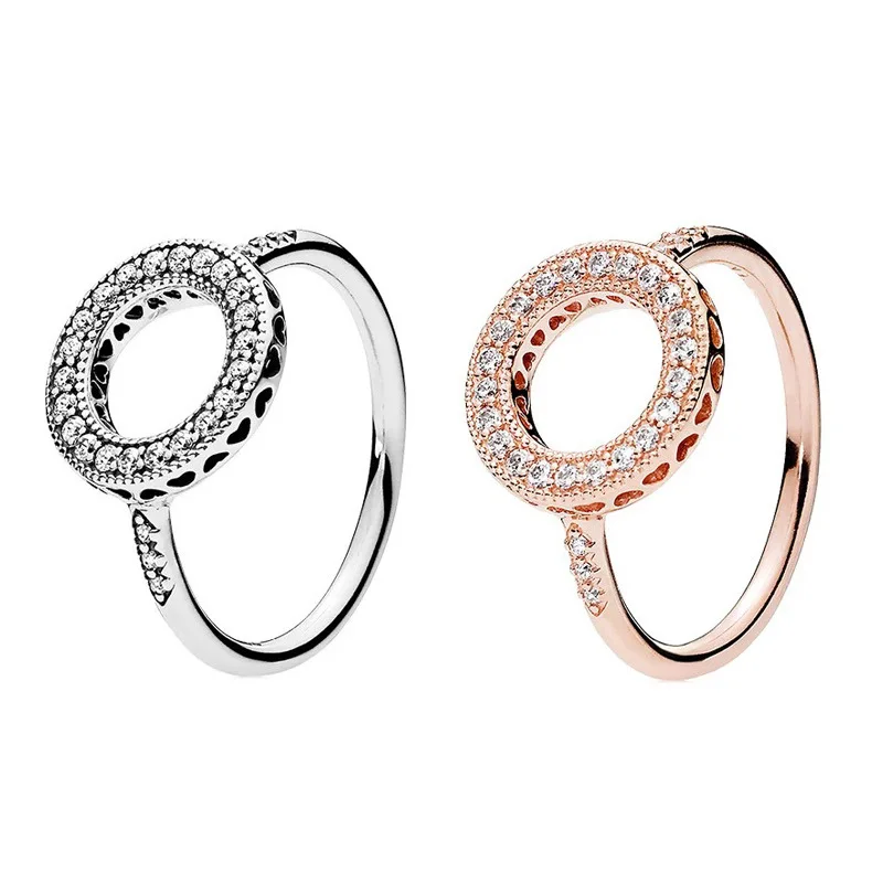 

Fashion Fit Original Pan ALE S925 Sterling Silver ring Lucky Circle Finger Round Crystal Rings For Women Jewelry Party Gift