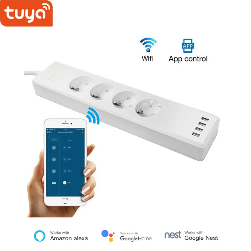 Умная штепсельная вилка WiFi с usb-портами 4 смарт-вилки которые работают Alexa usb-порта
