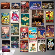 Las Vegas Туризм город металлический знак потертый шик стены искусства Бар Искусство домашний Ресторан винтажный Декор уникальный подарок DU-3672A