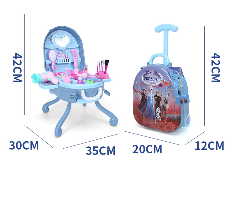 Disney Frozen 2 elsa anna Makeup set girls Trolley case Cosmetic box set Handbag Suitcase kids Dressing toy
