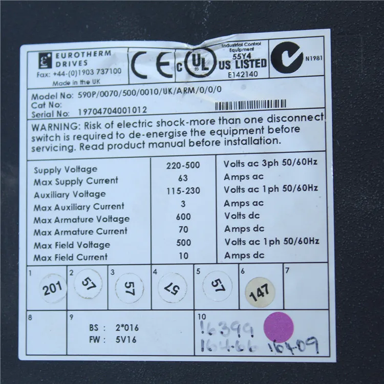 Eurotherm SSD диски 590 P/0070/500/0010/UK/ARM/0/0/0 DC 590+ интегратор