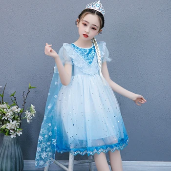 

Snow Queen 2020 Summer New Elsa Princess Dress Dress Up Gradient Skirt Girls Mesh Tutu Skirt Cosplay Birthday Party Dress