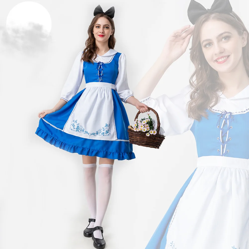 

Halloween Super Cute Maid Dress Blue Maid Animation Cosplay Stage Costume
