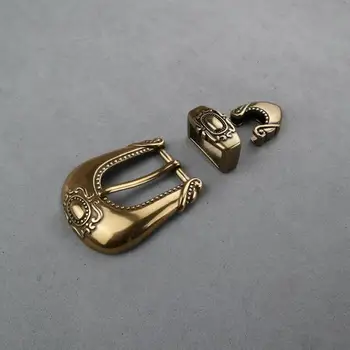 

DIY Leathercraft Hardware American Western Vista Buckle Set Antique Brass Finish # JT-3724A/B-25