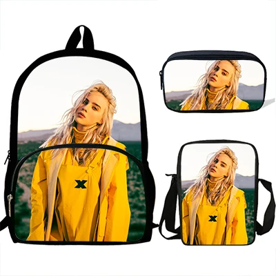 16 дюймов детские школьные сумки для подростков Mochila Повседневная сумка Billie Eilish с принтом улыбки рюкзак для девочек 3 комплекта в подарок