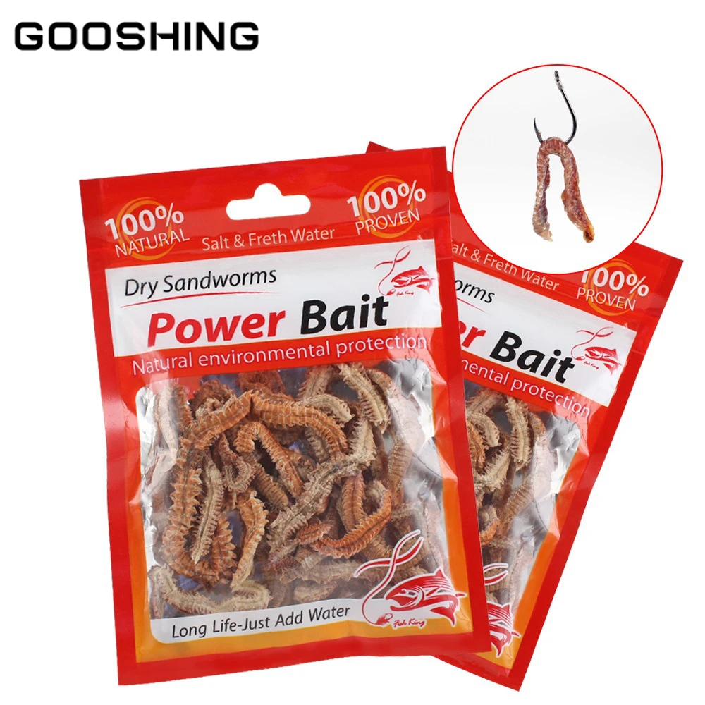 GOOSHING Saltwater Sandworm 1Pack Sea Fishing Lures Dried Lugworm Sand