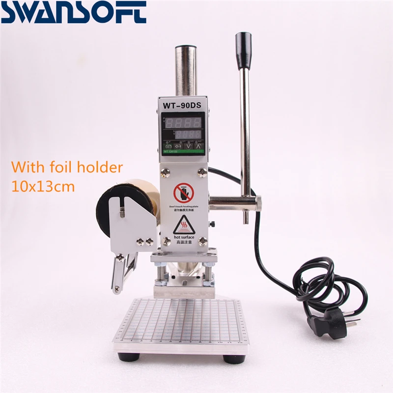 SWANSOFT stamping machine paper manual wood custom logo embossing hot foil digital WT-90DS model - Цвет: 10x13cm with holder