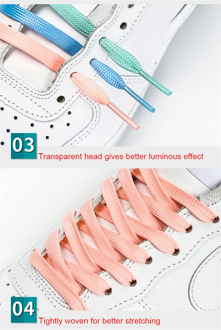 Flat Fluorescent Shoelaces Self-luminous Luminous Shoelace Unisex Shoe Laces Glow In The Dark Night Color 80 100 120 140 160 CM