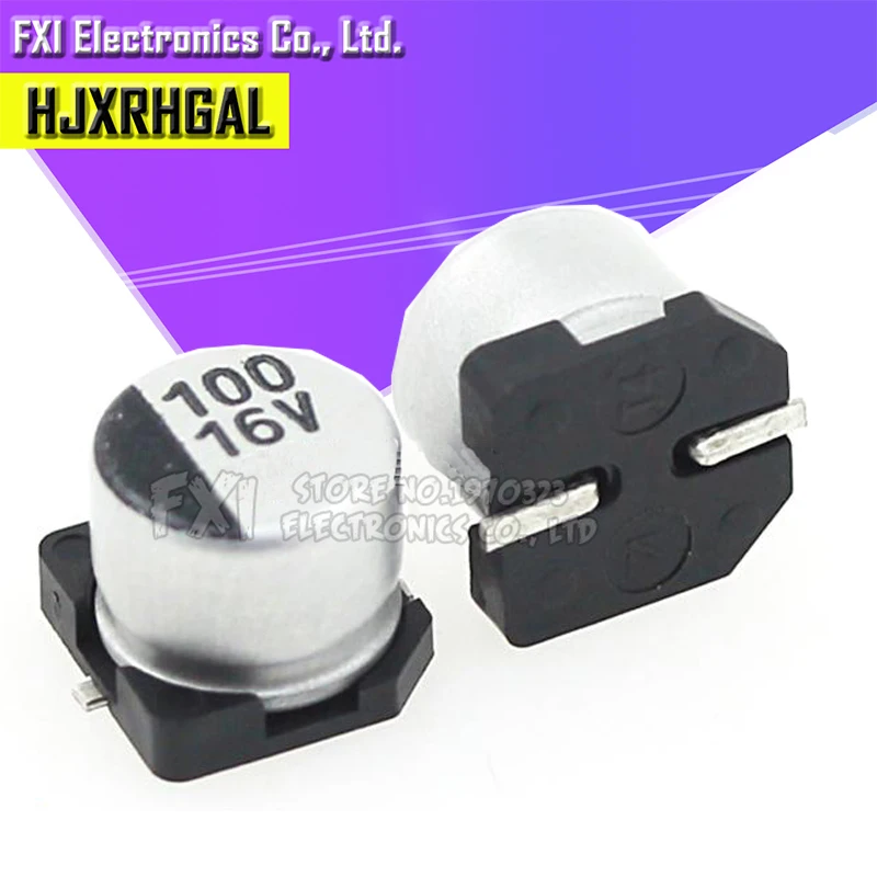 

10PCS Electrolytic capacitor 16v100uf 6.3*5.4mm SMD aluminum electrolytic capacitor 100uf 16v