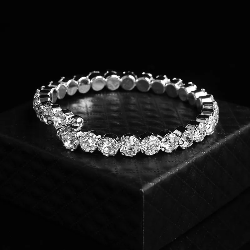 Bridal Jewelry Sets Crystal Jewelry Sets TREAZY Circle Crystal Bridal Jewelry Sets Silver Color African Beads Rhinestone Wedding Necklace Earrings Bracelet Set For Women