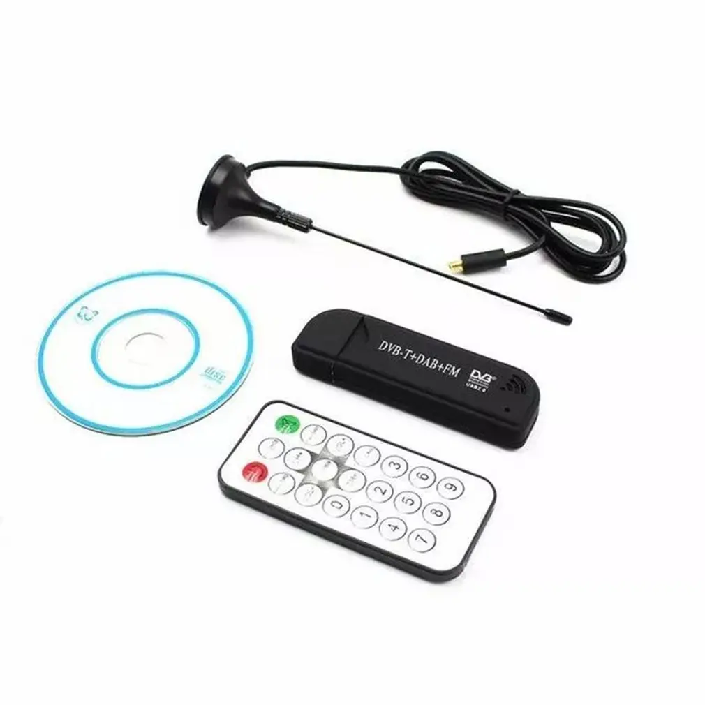 USB 2,0 цифровой DVB-T SDR+ DAB+ FM HD ТВ тюнер приемник палка RTL2832U+ R820T2 - Цвет: Черный