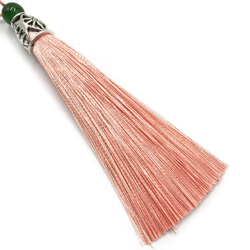 Polyester 9cm Silk Tassels Fringe With Bead Tassels Hanging Curtains For Sewing Garment Home Decoration - Цвет: PK