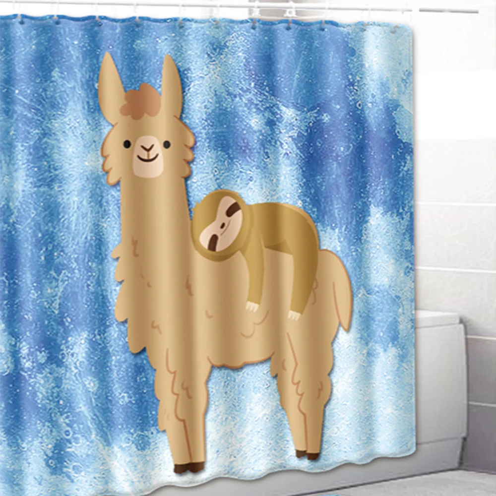 Cartoon Shower Curtain Horse Bathroom Decorative Curtains Cartoon Shower curtains With Hooks Black Waterproof Bathroom Curtain