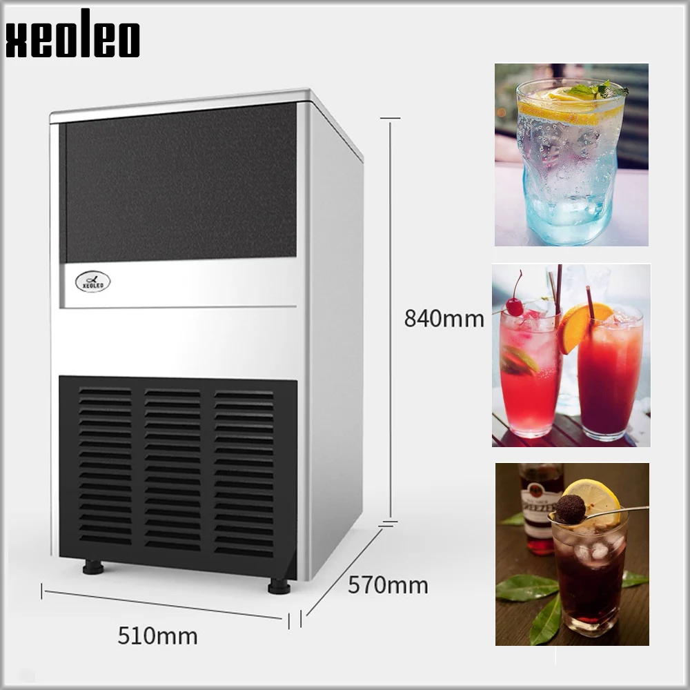 Xeoleo Commercial Ice Maker Stainless Steel Ice Machine 70kg/24h Auto Clear Ice Make Machine Make Cube Ice For Bubble Tea/Coffee 2