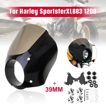 

New 39MM/49MM Front ABS Plastic Headlight Fairing Clowing Bracket Windshield& Trigger Lock Mounting Kit For Sportster XL883 1200