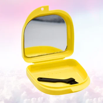 

1PC Retainer Case Teeth Guard Case Orthodontic Dental Retainer Box Denture Storage Container with Mirror for Home Travel Office