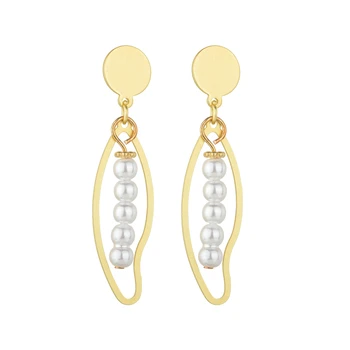 

Luxury pearl irregular lines twisted drop earrings women simple temperament long earrings wedding jewelry gift earrings