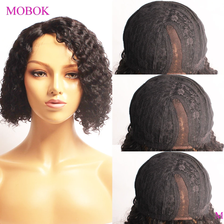 Парики из натуральных волос на кружевной основе bobow Curly Bob Короткие вьющиеся