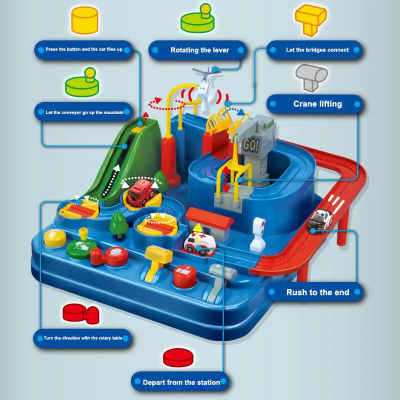 

Hot Car Adventure Game Manipulative Rescues Squad Adventure Rail Car Model Racing Educational Rescue Vehicles Adventure Toys