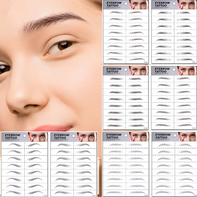 

8 kinds Eyebrow Stickers Party Makeup Tattoo Temporary Convenient Disposable Brow Tattoos tatouage temporaire
