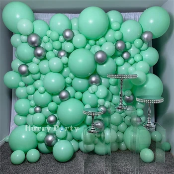 

165Pcs Macaron Green Balloon Garland Arch Kit Metallic Silver Wedding Anniversary Party Decoration Background Venue Celebration