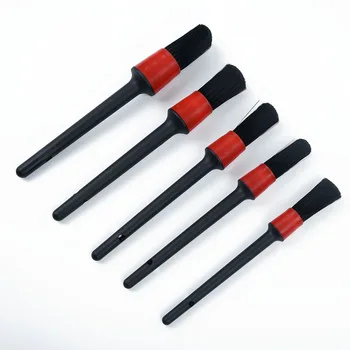 

5pcs/set Black Red Car Cleaning Brushes To Remove Dust Bread Crumbs Soft Brush Car Cleaning Tool Wild Pig Hair Brush