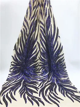 

New Design African Lace Fabric High Quality French Nigerian Embroidered Tulle Lace Fabric With Sequins