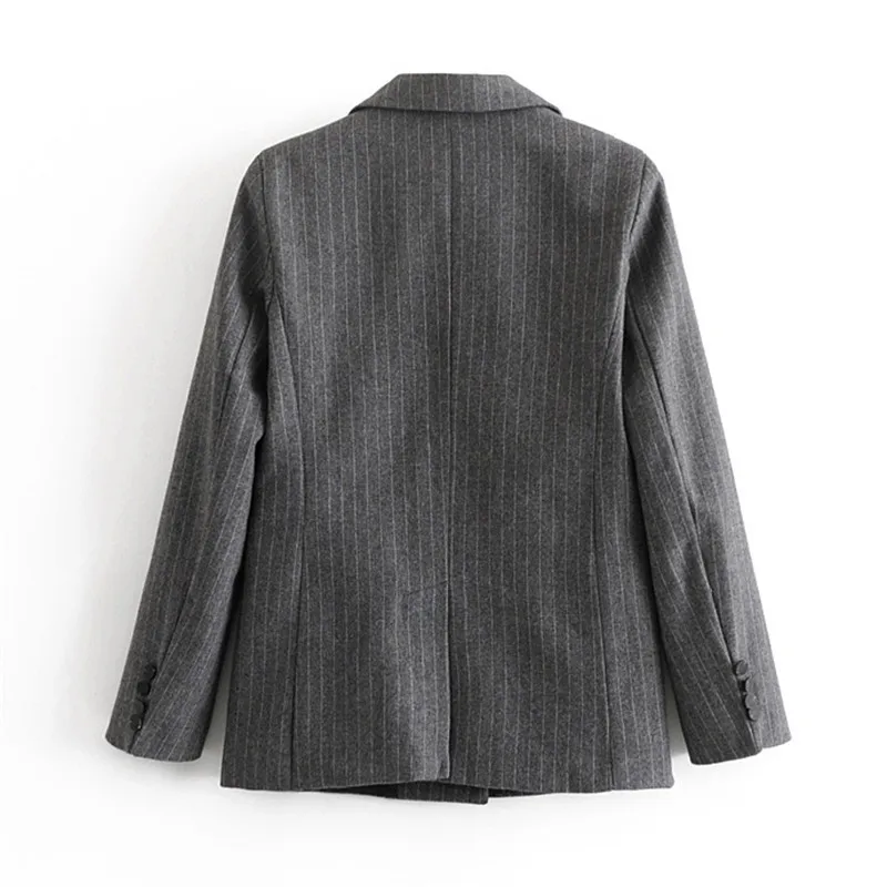 

2018 New Style Business Ol Wind Loose-Fit Vertical Striped Fold-down Collar Suit Women's Long-Sleeve Coat Cardigan