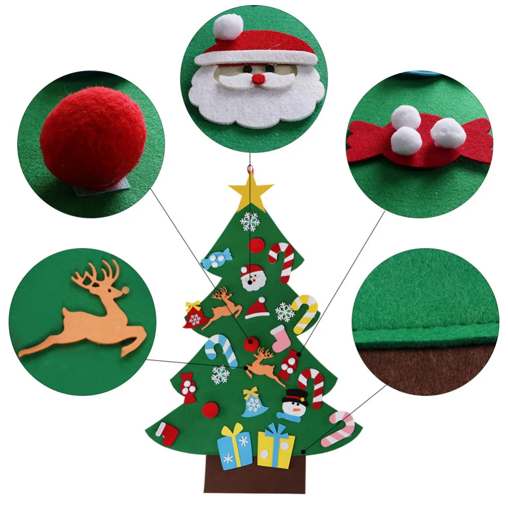 DIY фетровая Рождественская елка новогодние подарки Детские игрушки календарь искусственное дерево настенные подвесные украшения Рождественское украшение для дома