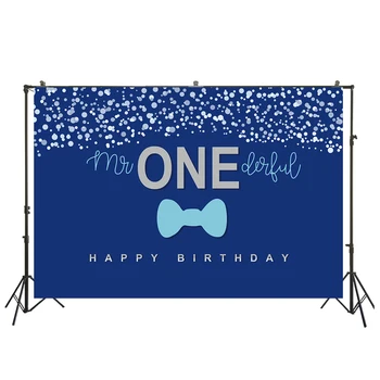 

Boys 1st Birthday Backdrop Blue Bow Tie Photography Background Baby Shower Little Man Birthday Cake Table Decorations W-2238