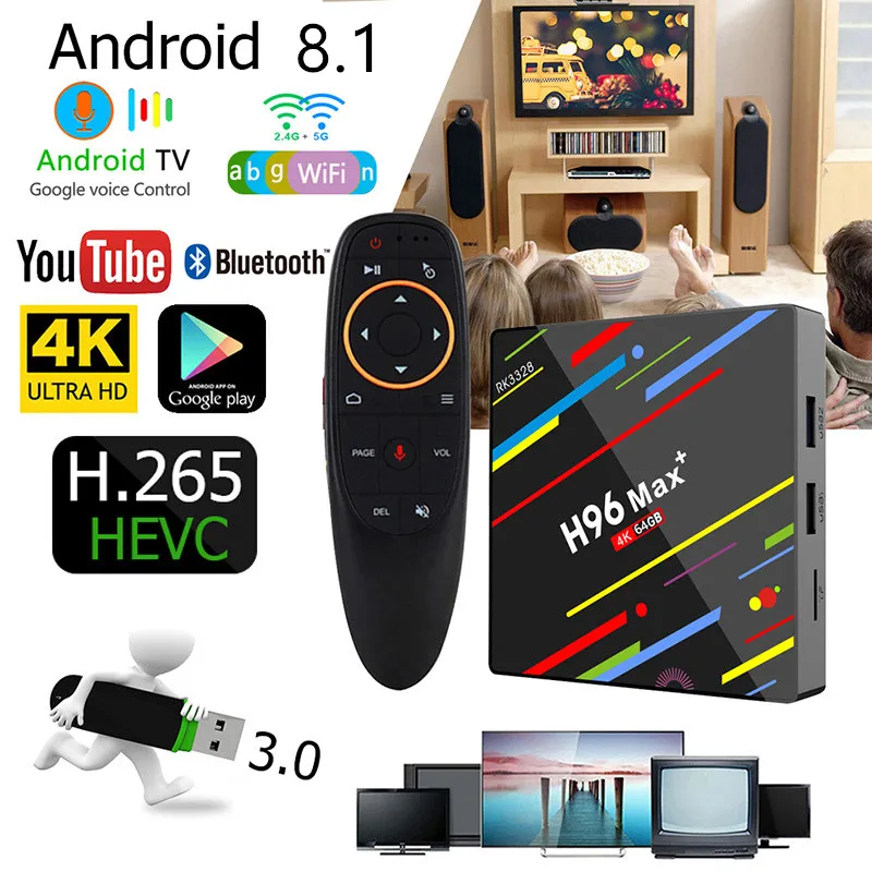 H96 MAX ТВ приставка Android 8 1 Di ram 32 Гб 64 rom RK3328 Wifi 4K смарт медиаплеер