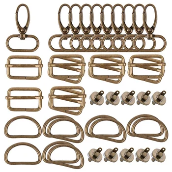 

40Pcs 25mm D-Rings for Sockets, netic Buttons, Rotary Clasps, Three Sliding Clasp Sewing Bags (Bronze)