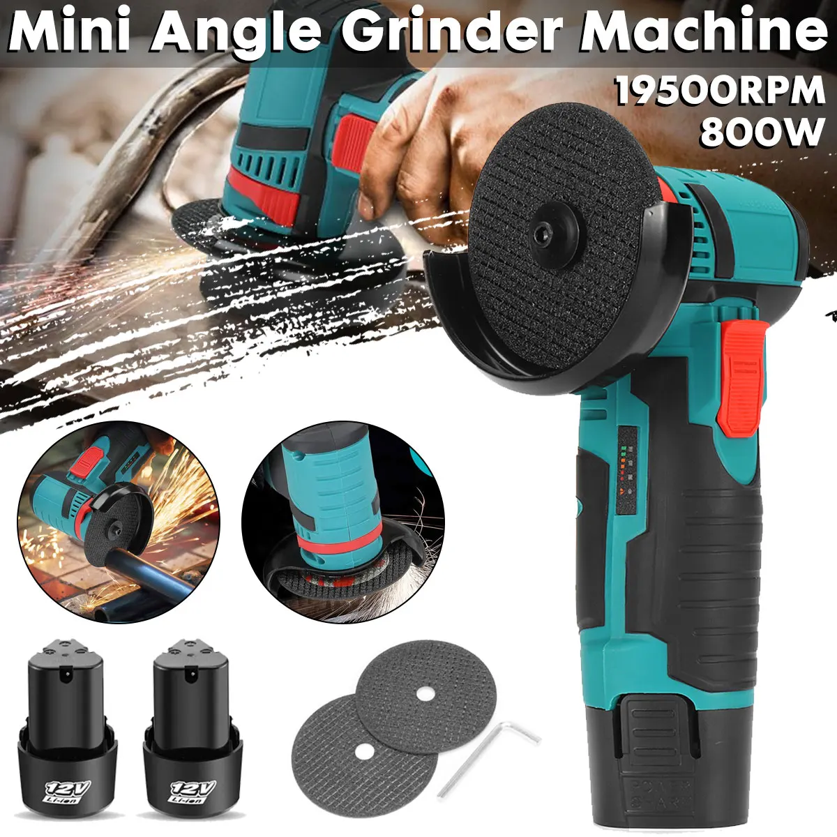 Gtest Professional Mini 12V Cordless Angle Grinder 2Pcs 12V 1500mAh Batteries Ø3 inch Cutting Discs 500W Brushless Angle Grinder Polishing Machine with 2Pcs Ø76mm Gtest Professional Mini 12V Cordless Angle Grinder 2Pcs 12V 1500mAh Batteries Ø3 inch Cutting Discs 500W Brushless Angle Grinder Polishing Machine with 2Pcs Ø76mm