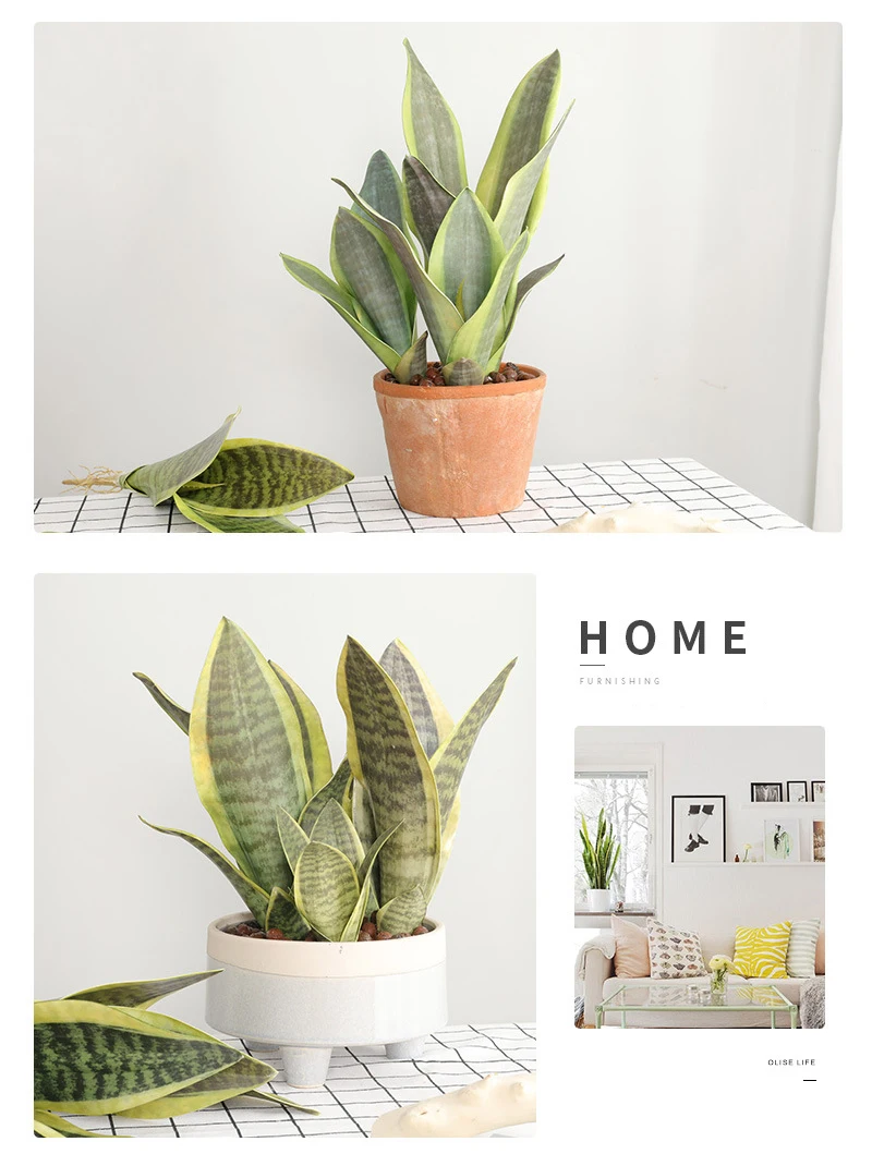 JAROWN Artificial Plants Sansevieria Branch Bonsai Decoration Fake Flower Plastic Tiger Piran Leaves Plants Home Garden Decors Office Decorative (22)