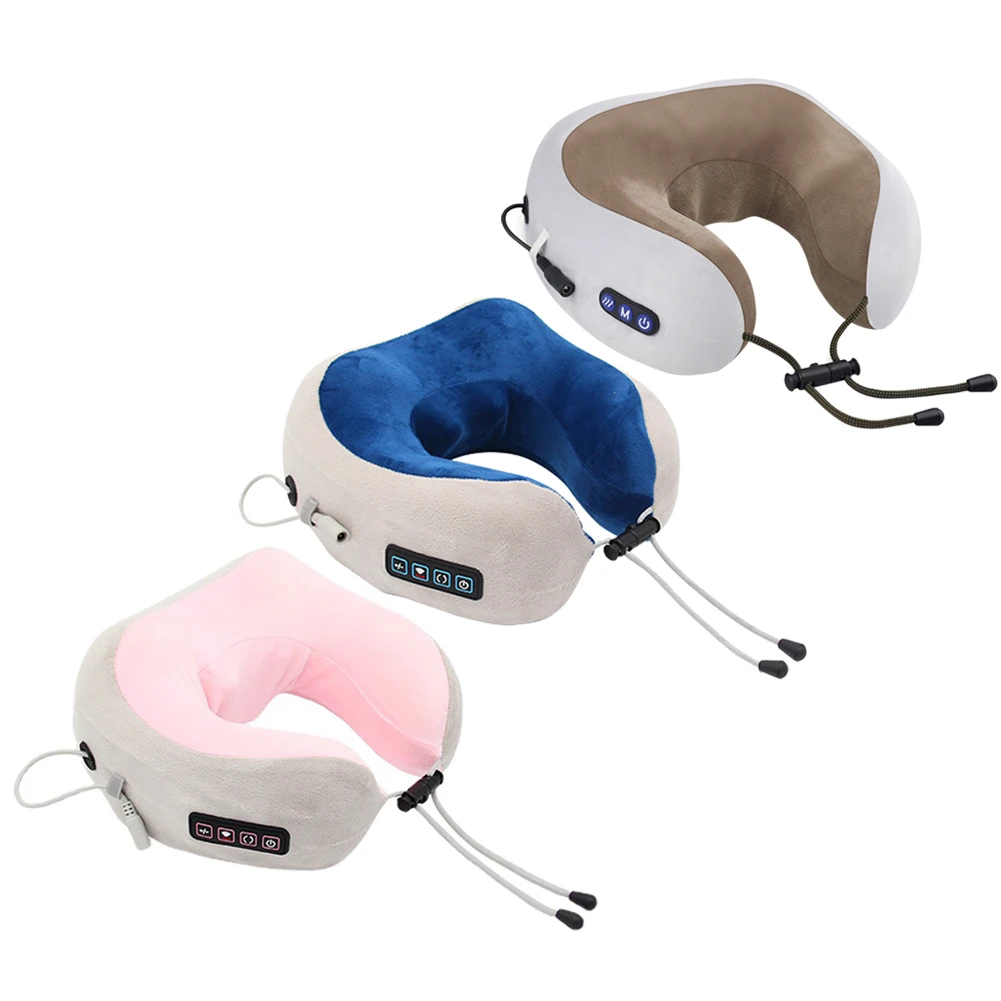 Electric Neck Massager U Shaped Pillow Multifunctional Portable Shoulder Cervical Massager Travel Home Car Relax Massage Pillow