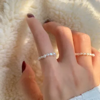 

Elastic Nature Freshwater Pearl Rings Geometric Rings for Women Continuous Circle Minimalist Ring 2020 New