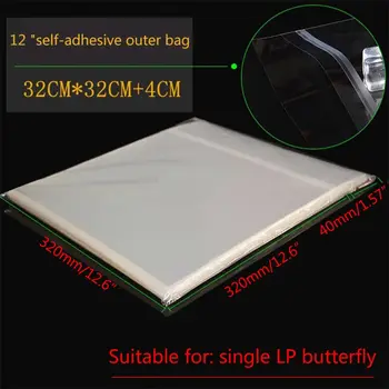 

50Pcs 12" Recording Protective Sleeve for Turntable Player LP Vinyl Record Self Adhesive Records Bag