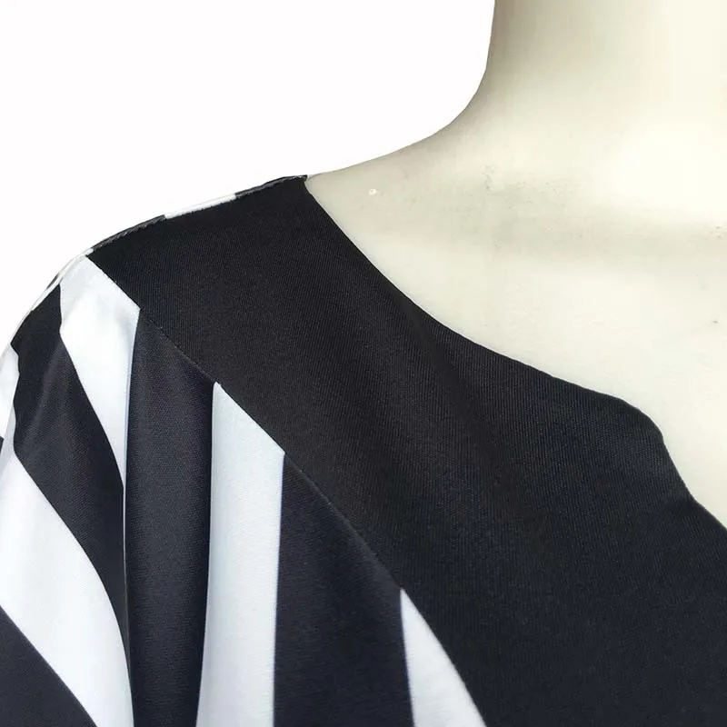 Женские африканские макси платья африканская одежда Женская мода Дашики черный белый полосатый длинный рукав свободное платье сказочные