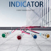 6 мм светодиодный металлический индикатор светильник с проводом 150 мм Водонепроницаемая сигнальная лампа 6 в 12 В 24 В 220 В пилотная уплотнительная лампочка красный желтый синий зеленый белый