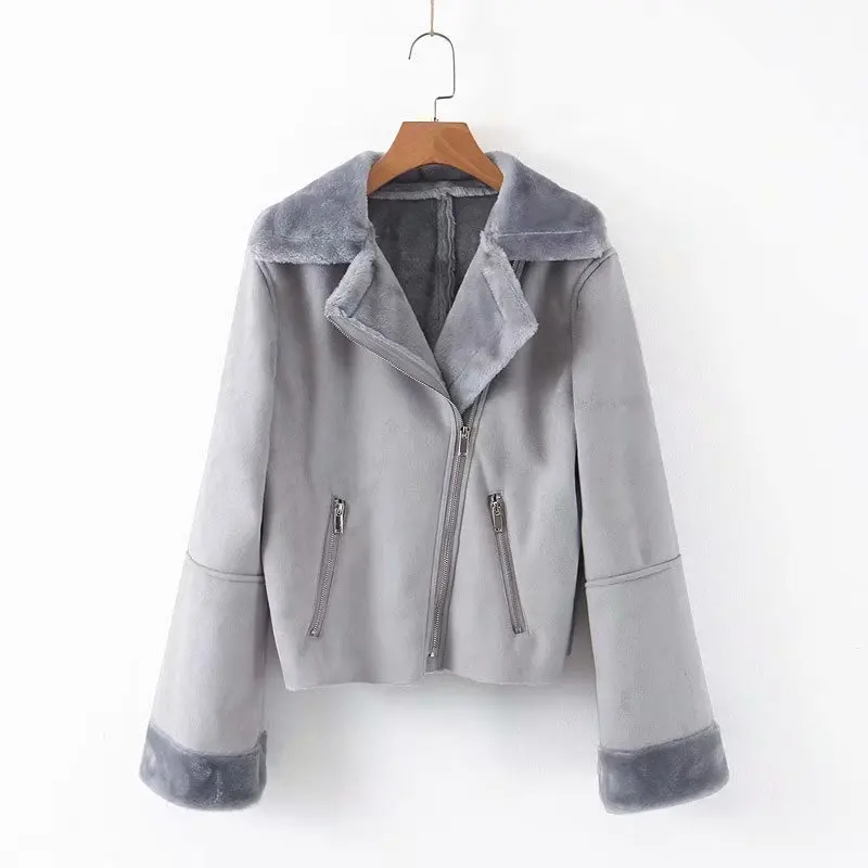 

2019 Autumn And Winter New Style Western Style Fur Collar Thick Warm Slim Fit Versatile Suede Coat