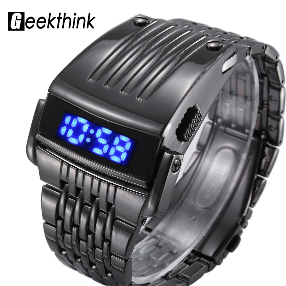 

GEEKTHINK Fashion Brand Digital Sport Watches Men Led Militare Mens Military Luxury Brand Clock Male Full Steel Wrist Watch
